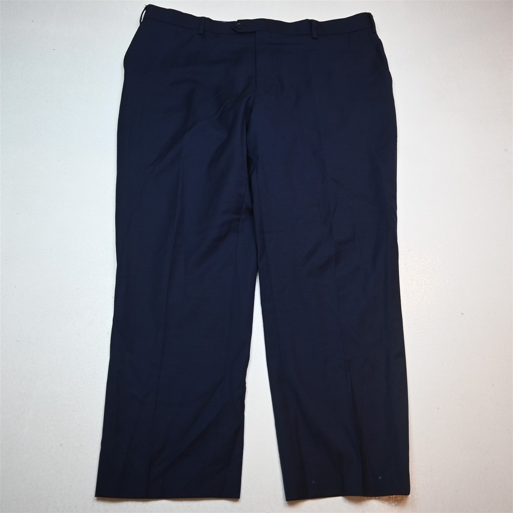 Mantoni 40x29 Navy Blue Superfine 100% Wool Flat Front Suit Trouser Mens Pants